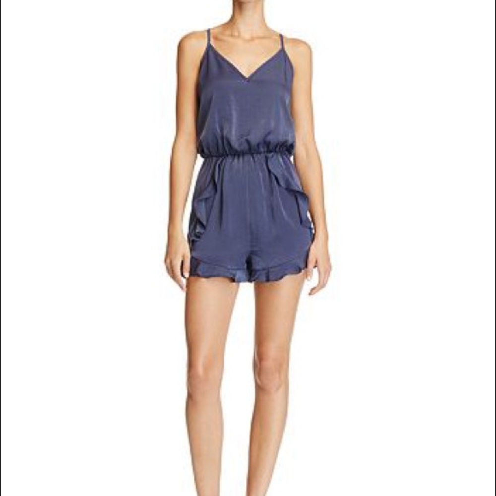 AQUA Ruffled Blue Romper